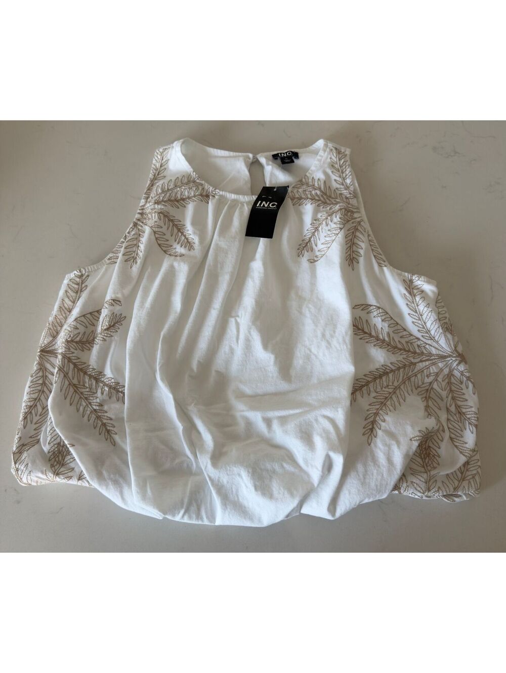 INC International Concepts Sleeveless Embroidered Bubble Hem Top Size M